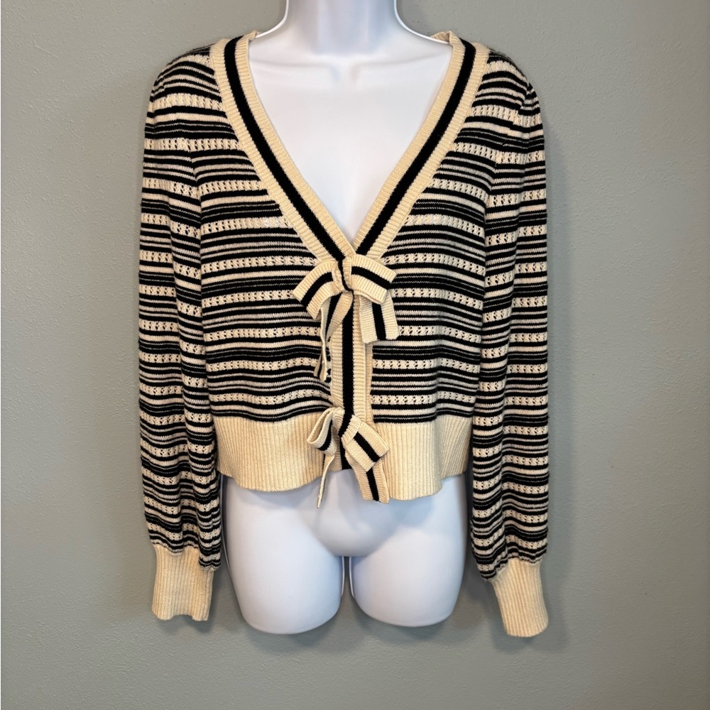 Express Black and Cream Striped Sweater